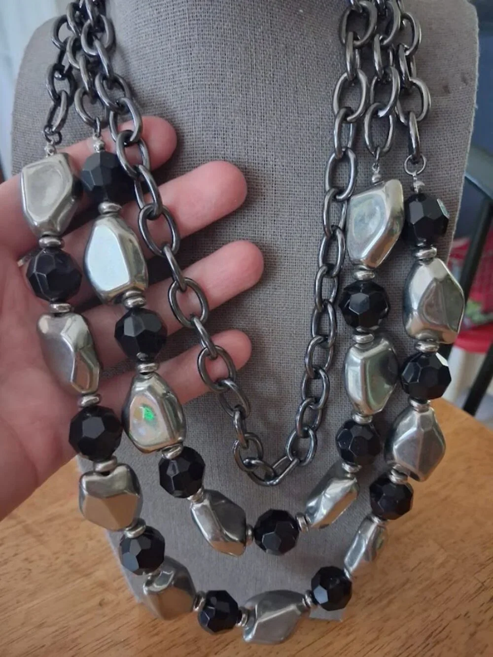Multistrand beaded statement necklace